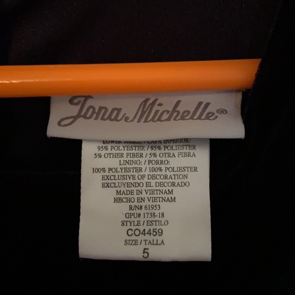 Jona Michelle Navy, Champagne & Dark Sparkly Striped Dress - Picture 6 of 7